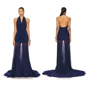 Deme by Gabriella Chloe Gown Halter Navy